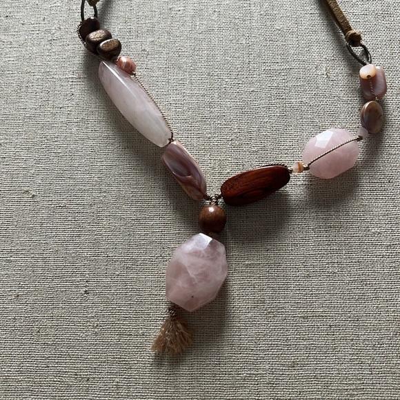 Silpada N1424 Rose Quartz and real pearls, wood, .925 clasp Necklace - Picture 2 of 7
